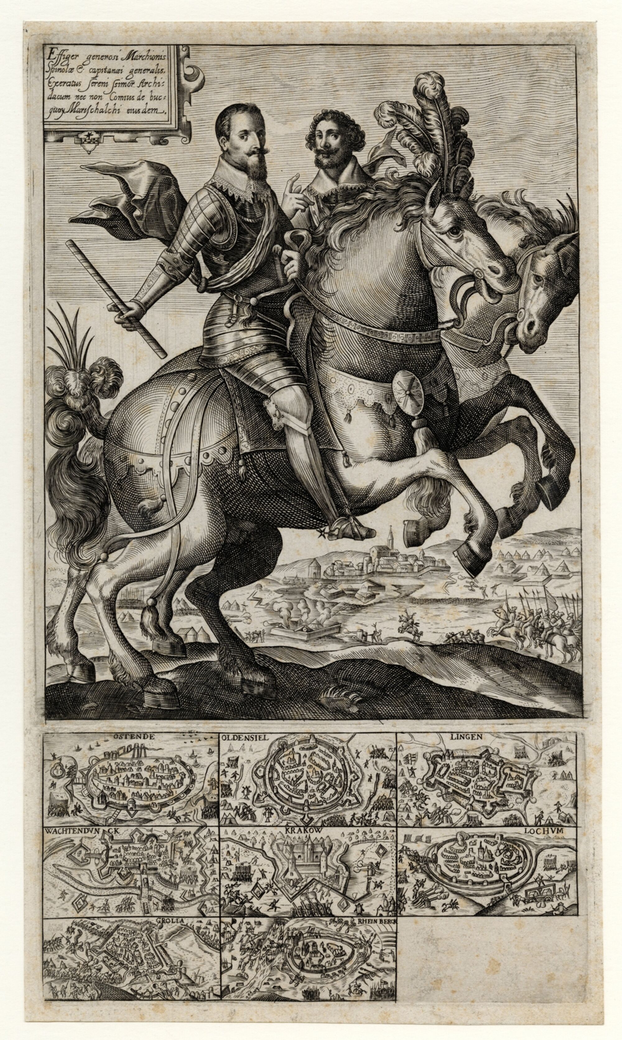 Ambrogio Spinola (1569–1630) und Charles Bonaventure de Longueval, 2. Graf  von Bucquoy (1571–1621), zwei Feldherren hoch zu Ross während des  Achtzigjährigen Krieges für die Spanischen Niederlande und während des  Dreißigjährigen Krieges für